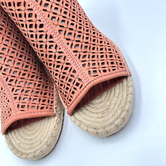 Vince Camuto Size 7.5 Coral Salmon Leather Wedges Espadrilles Sandals Shoes - Picture 5 of 13